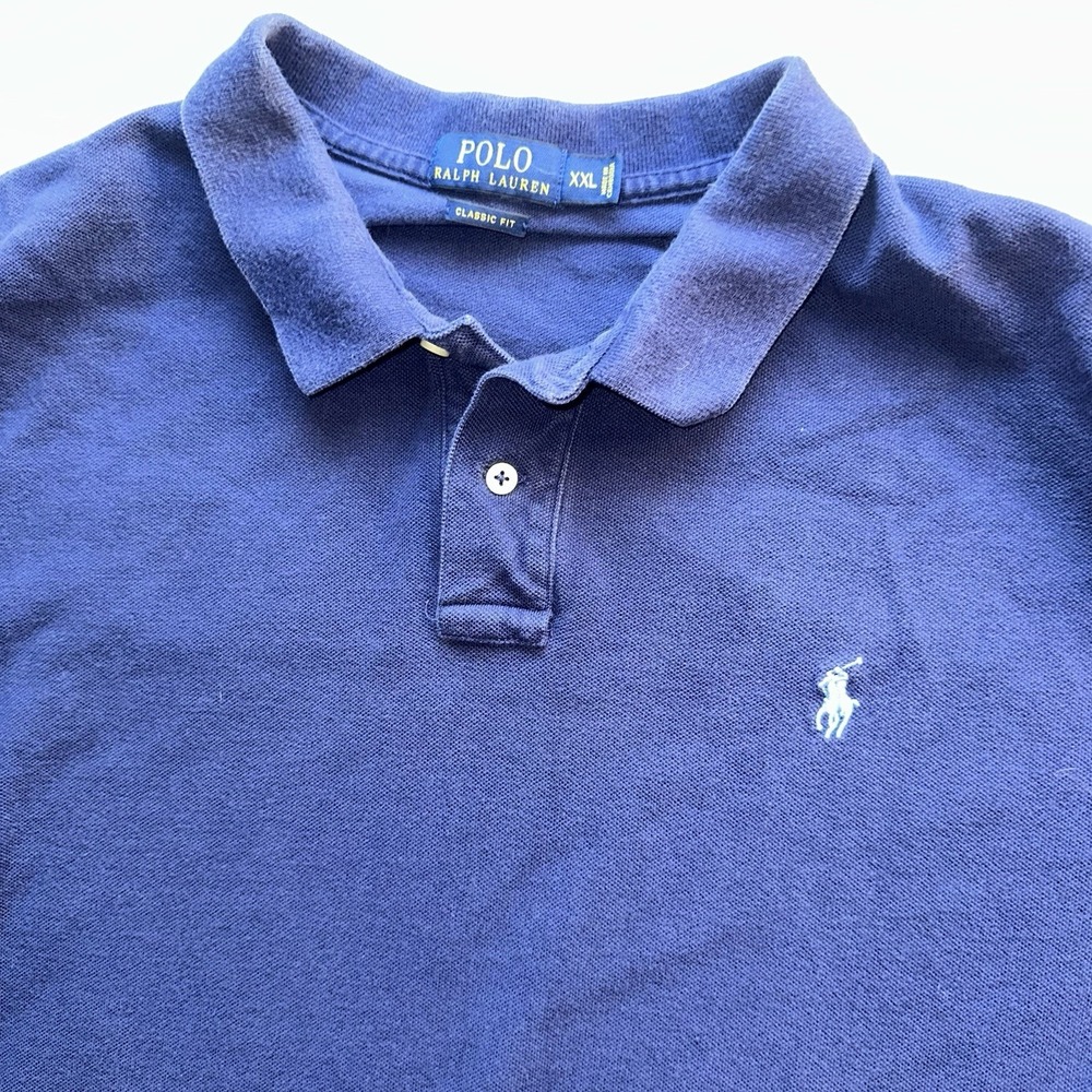 Polo Ralph Lauren Classic Fit Cotton Knit Pique Polo Top Navy Blue Men's XXL 2XL